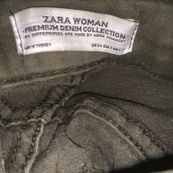 Zara Army Green Skinny Jeans With Zipper Detail - Picture 4 of 10